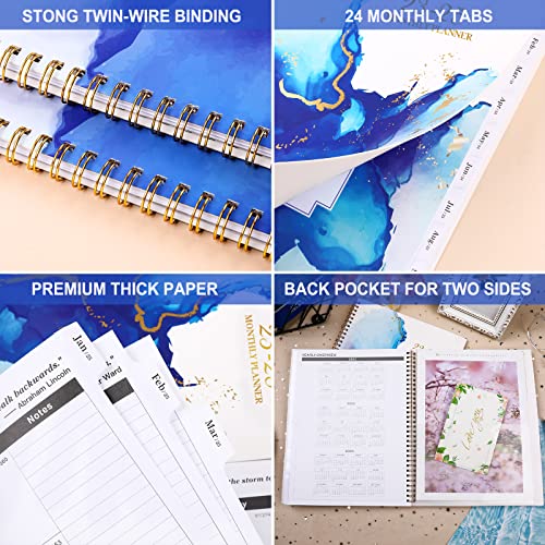 Monthly Planner/Calendar 2023-2025 - Jul. 2023-Jun. 2025, 2023-2025 Monthly Planner, 9" × 11", 2 Year Monthly Planner with Monthly Tabs + Pockets + Thick Paper + Twin-Wire Binding - Waterink