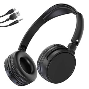 auoua bluetooth headphones on-ear foldable wireless headset with mic,soft earmuffs&light weight over ear headphones with deep bass for home school office travel(black)