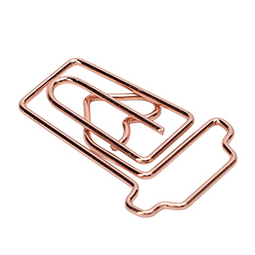 Paperclips, Cute Paper Clips Lightweight Portable Electroplated Rose Gold Metal Material 100PCS for Homes for Office (Coffee Cup)