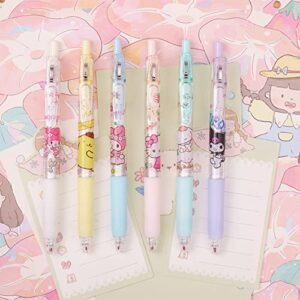 FourFine 6 Pcs Kawaii Pens Anime Kitty Pen Merchandise Black Ink 0.5mm Ballpoint Pens Cat Office School Supplies for Girls Women Press Gel Pen