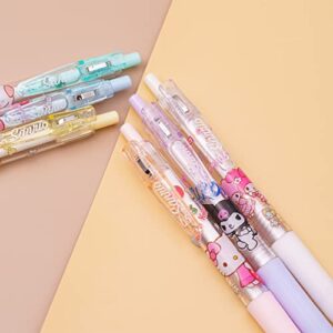 FourFine 6 Pcs Kawaii Pens Anime Kitty Pen Merchandise Black Ink 0.5mm Ballpoint Pens Cat Office School Supplies for Girls Women Press Gel Pen