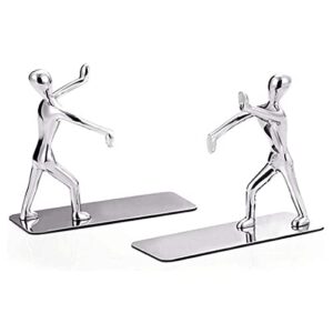sujetalibros book ends kung fu man bookends 1 pair stainless steel non skid book ends for shelf heavy duty desktop bookshelf home office library decoration book storage organizer book stopper