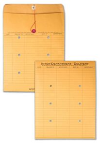 quality park interoffice envelopes, string and button, brown kraft, 10 x 13, 100 per case, (63561)