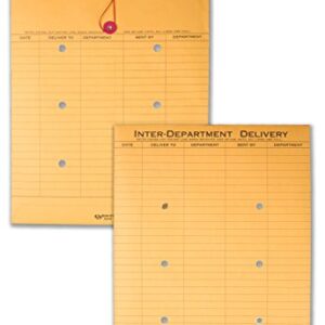 Quality Park Interoffice Envelopes, String and Button, Brown Kraft, 10 x 13, 100 per Case, (63561)