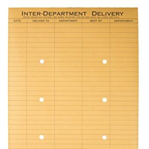 Quality Park Interoffice Envelopes, String and Button, Brown Kraft, 10 x 13, 100 per Case, (63561)