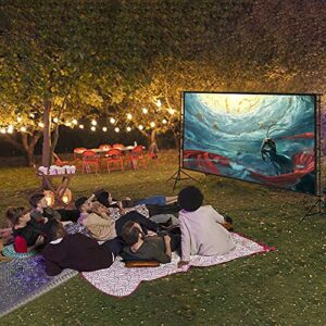 Projector Screen and Stand, 100 inch Portable Projection Screen 16:9 4K HD Rear Front Projections Movies Screen for Indoor Outdoor Home Theater Backyard(100)