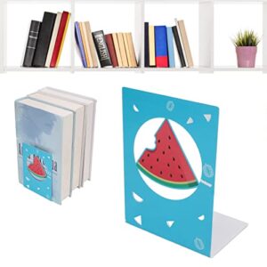 Metal Bookends, Book Stoppers Exquisite Beautiful Anti Slip Portable for Desktop for Study Room for Office (Watermelon)