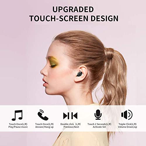 Bluetooth 5.0 Wireless Earbuds,Deep Bass Sound 15H Playtime IPX5 Waterproof Earphones Call Clear with Microphone in-Ear Stereo Headphones Comfortable for iPhone, Android 26