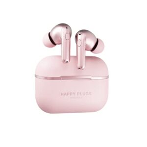 happy plugs air 1 zen – fashion & premium true wireless in-ear earbuds – 30 hours battery life – passive noise cancellation – pink gold
