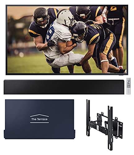 SAMSUNG QN75LST7TA The Terrace 75" Outdoor-Optimized QLED 4K UHD Smart TV with a Complete Terrace Bundle That Includes a Soundbar, Full Motion Wall Mount, and TV Dust Cover (2020)