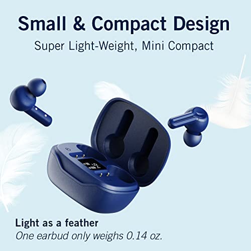 Nautica T400 True Wireless Earbuds, Bluetooth v5.1 TWS in-Ear Earphones with Built-in Mic, Wireless Bluetooth Earbuds with Charging case Touch Control, Ergonomic Design Sweat-Proof USB-C (Navy)