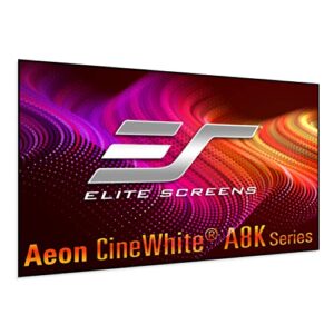 elite screens aeon cinewhite a8k, 150″ diag, 16:9 aspect ratio, isf certified 8k ultra hd home theater fixed frame edge free projection sound transparent perforated weaved screen, ar150h-a8k