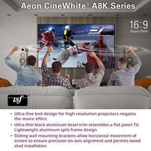 Elite Screens Aeon CineWhite A8K, 150" Diag, 16:9 Aspect Ratio, ISF Certified 8K Ultra HD Home Theater Fixed Frame Edge Free Projection Sound Transparent Perforated Weaved Screen, AR150H-A8K