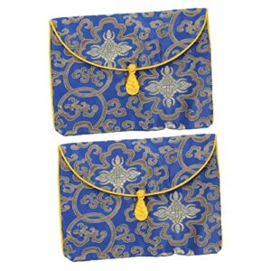 stobaza 2pcs pocket covers style tote pouch bags container embroidery wrap holder bible pattern makeup carrier supplies print book confucian zen envelope ethnic portable classic case