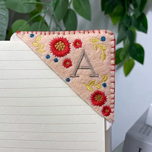 Hilsayum 4 Styles Embroidered Corner Bookmark Floral Print Triangle Bookmarks Personalized Corner Page Clips Gift for Women (4) Multi