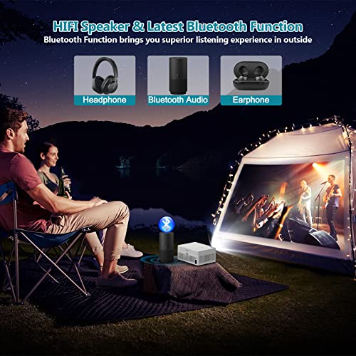 PANSEBA 5G WiFi Bluetooth Projector Built in DVD Player with Projector Screen, Full HD Supported Mini Portable DVD Projector, Outdoor Movie Projector Compatible with iOS/Android/TV Stick/HDMI/USB/TF