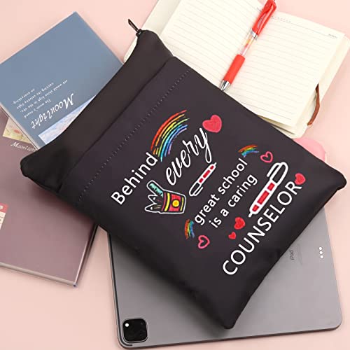 BAUNA Book Sleeve for School Counselor Book Nerd Book Sleeves Behind Every Great School Is a Caring Counselor Office Supplies Bag (School Counselor Book Sleeve)