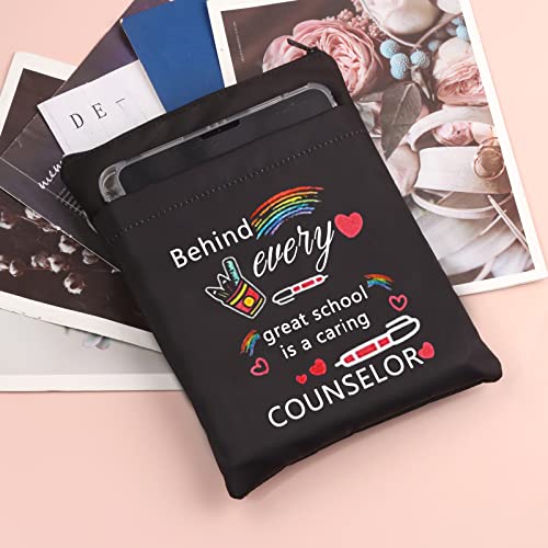 BAUNA Book Sleeve for School Counselor Book Nerd Book Sleeves Behind Every Great School Is a Caring Counselor Office Supplies Bag (School Counselor Book Sleeve)