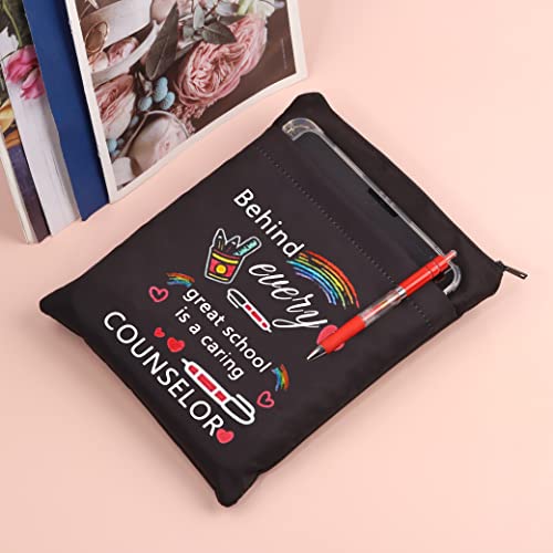 BAUNA Book Sleeve for School Counselor Book Nerd Book Sleeves Behind Every Great School Is a Caring Counselor Office Supplies Bag (School Counselor Book Sleeve)