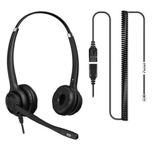 axtel bundle elite hdvoice duo nc with axc-04 cable | noise cancellation – compatible with cisco 6900, 7800, 7900, 8800, 8900, 9900 series phones