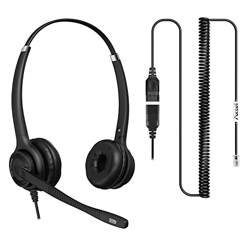 Axtel Bundle Elite HDvoice Duo NC with AXC-04 Cable | Noise Cancellation - Compatible with Cisco 6900, 7800, 7900, 8800, 8900, 9900 Series Phones