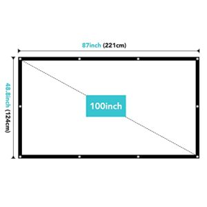 Projector Screen 100 inch, COI Outdoor Movie Screen 16:9 Foldable and Anti-Crease，Portable Projector Screen for Home Theater Outdoor Indoor Support Double Sided Projection