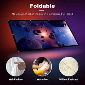Projector Screen 100 inch, COI Outdoor Movie Screen 16:9 Foldable and Anti-Crease，Portable Projector Screen for Home Theater Outdoor Indoor Support Double Sided Projection