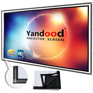 yandood foldable projector screen 100 inch with combined pole frame 16:9 hd 4k anti-crease black backing silver portable projection screen 2022 version