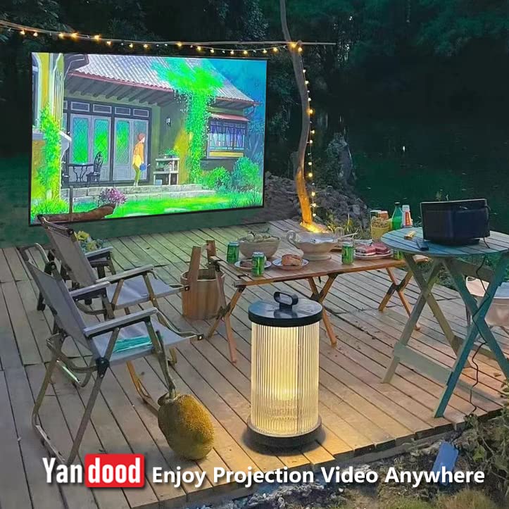 Yandood Foldable Projector Screen 100 inch with Combined Pole Frame 16:9 HD 4K Anti-Crease Black Backing Silver Portable Projection Screen 2022 Version