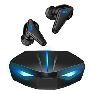geva wireless gaming earbuds, 30h playback wireless gaming headphones with charging case waterproof in-ear headsets with microphone k55 bluetooth earbuds for android ios laptop tv computer
