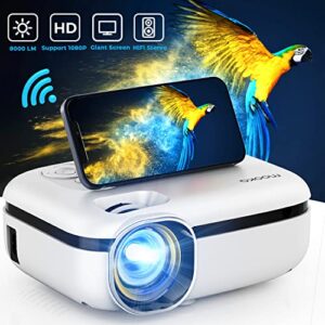 portable movie projector, wifi outdoor projector with carrying bag, support full hd 1080p mini smart phone projector for home theater outdoor movies compatible with tv stick hdmi usb av