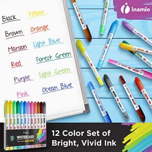 Dry Erase Markers for Whiteboard - Dual Tip White Board Markers, Ultra Fine Tip Markers - Fine Point Erasable Markers for Kids - 12 Set