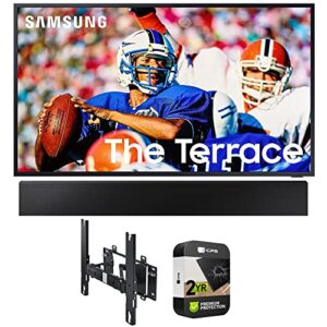 samsung qn75lst9ta 75″ the terrace full sun outdoor qled 4k smart tv bundle with lst70t 3.0ch the terrace soundbar, indoor/outdoor wall mount and 2 yr cps enhanced protection pack