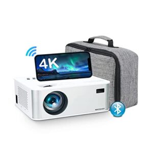 nikishap projector with wifi and bluetooth, small projector 4k outdoor movie projector short throw, smart phone 1080p projector compatible with hdmi, vga, usb, tv stick, ios, android, pc, laptop