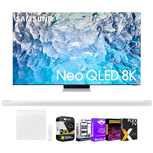 SAMSUNG QN65QN900B 65 Inch Neo QLED 8K Smart TV Bundle HW-S801B 3.1.2ch Soundbar, Audio Entertainment Essentials Bundle & 2 YR CPS Enhanced Protection Pack