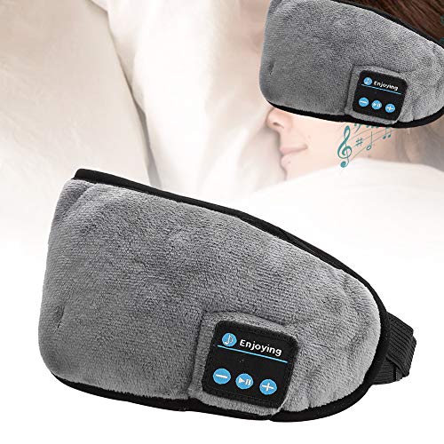 Wireless Bluetooth 5.0 Eyeshade, Night Sleep Bluetooth Eye Mask Sleeping Music Headphone Built-in Speakers High Fidelity Stereo Shock Bass, Men Women Intelligent Earphone Blindfold(Gray)