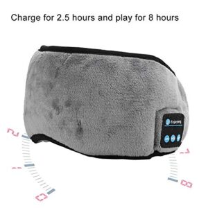 Wireless Bluetooth 5.0 Eyeshade, Night Sleep Bluetooth Eye Mask Sleeping Music Headphone Built-in Speakers High Fidelity Stereo Shock Bass, Men Women Intelligent Earphone Blindfold(Gray)