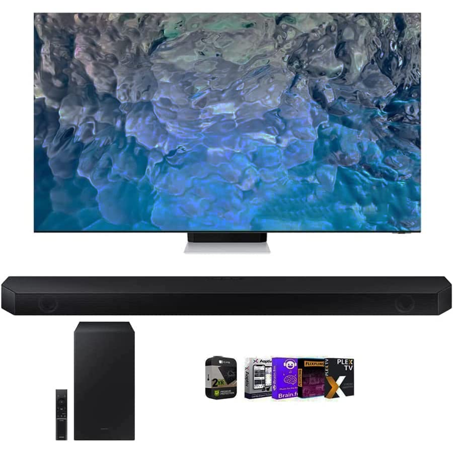 SAMSUNG QN65QN900B 65 Inch Neo QLED 8K Smart TV Bundle HW-Q600B 3.1.2ch Soundbar, Tech Smart USA Audio Entertainment Essentials Bundle & 2 YR CPS Enhanced Protection Pack