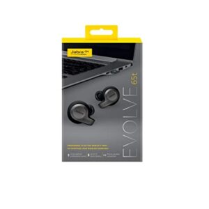 Jabra Evolve 65t True Wireless Bluetooth Earbuds, UC Optimized – Superior Call Quality and Connectivity – Passive Noise Cancelling Earbuds with up to 15 hours of Battery Life with Charging Case