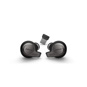 jabra evolve 65t true wireless bluetooth earbuds, uc optimized – superior call quality and connectivity – passive noise cancelling earbuds with up to 15 hours of battery life with charging case