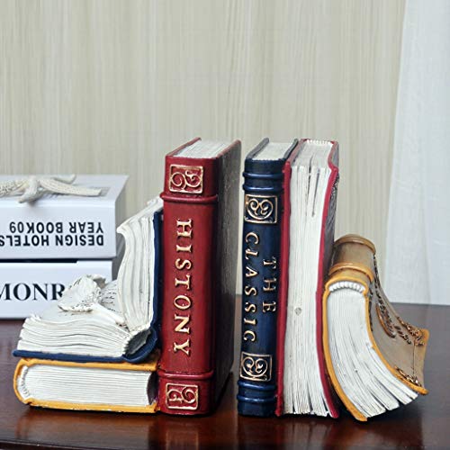 Bookends Stacked Books Resin Bookends Desktop Decoration Book Block Book Lovers Gifts 6.6 Inches High 1 Pair Book Stoppers bookends