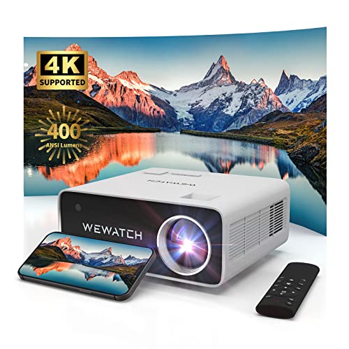 4K 400 ANSI 18500Lm Projector with WiFi and Bluetooth, White Noise Machine, WEWATCH V51P 4K Support 5G WiFi Bidirectional Bluetooth, Home Theater Movie Projectors Compatible with TV Stick iOS Android