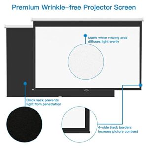 Projector Screen 100 Inch 16:9 - Auto-Locking Portable Projection Screen for 4K 3D 1080P HD - Manual Projector Screen Pull Down for Indoor Outdoor Home Theater Office Movies by PERLESMITH