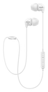 philips upbeat shb3595 wireless headphones, with up to 6 hours of playtime, in-line mic – white