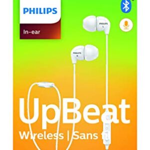 Philips UpBeat SHB3595 Wireless Headphones, with up to 6 Hours of Playtime, in-line Mic - White