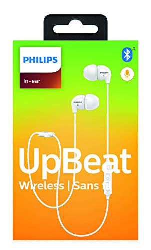 Philips UpBeat SHB3595 Wireless Headphones, with up to 6 Hours of Playtime, in-line Mic - White