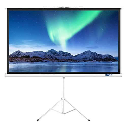 LopBast Screen Projector Screen with Stand 82-INCH Indoor Outdoor 16:9 1.2 Gain PVC Movie Projection Screen 4K 8K 3D Ultra HD HDR Wrinkle-Free Design for Home Theater Movie Theatre Cinema Office Game