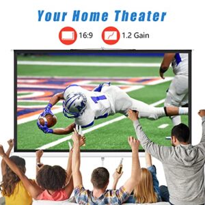 LopBast Screen Projector Screen with Stand 82-INCH Indoor Outdoor 16:9 1.2 Gain PVC Movie Projection Screen 4K 8K 3D Ultra HD HDR Wrinkle-Free Design for Home Theater Movie Theatre Cinema Office Game