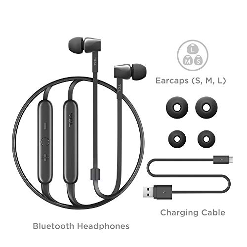 TCL MTRO100BT Wireless in-Ear Earbuds Noise Isolating Bluetooth Headphones with 18 Hour Battery Playtime and Built-in Mic - Shadow Black