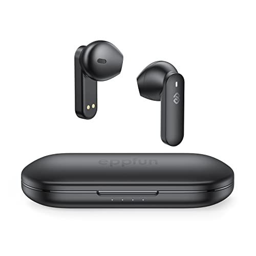 eppfun True Wireless Earbuds, Bluetooth 5.2 in-Ear Headphones, Qualcomm AptX-Adaptive HiFi Earbuds, Touch Control 4-Mic Headset & CVC 8.0 Noise Cancellation,Game Mode Earphones, 32H Playtime, Black